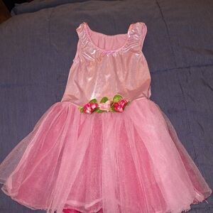 Girls Pink Sparkle Princess Dress with Flowers Size Small